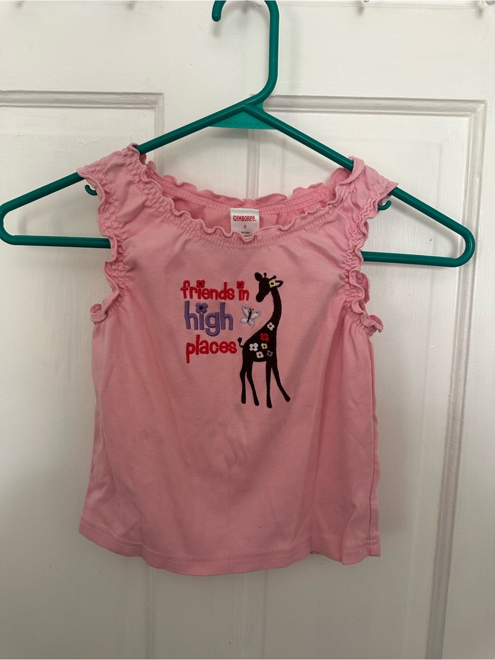 Vintage Gymboree Ruffle Tank Top with Adorable Embroidered Giraffe